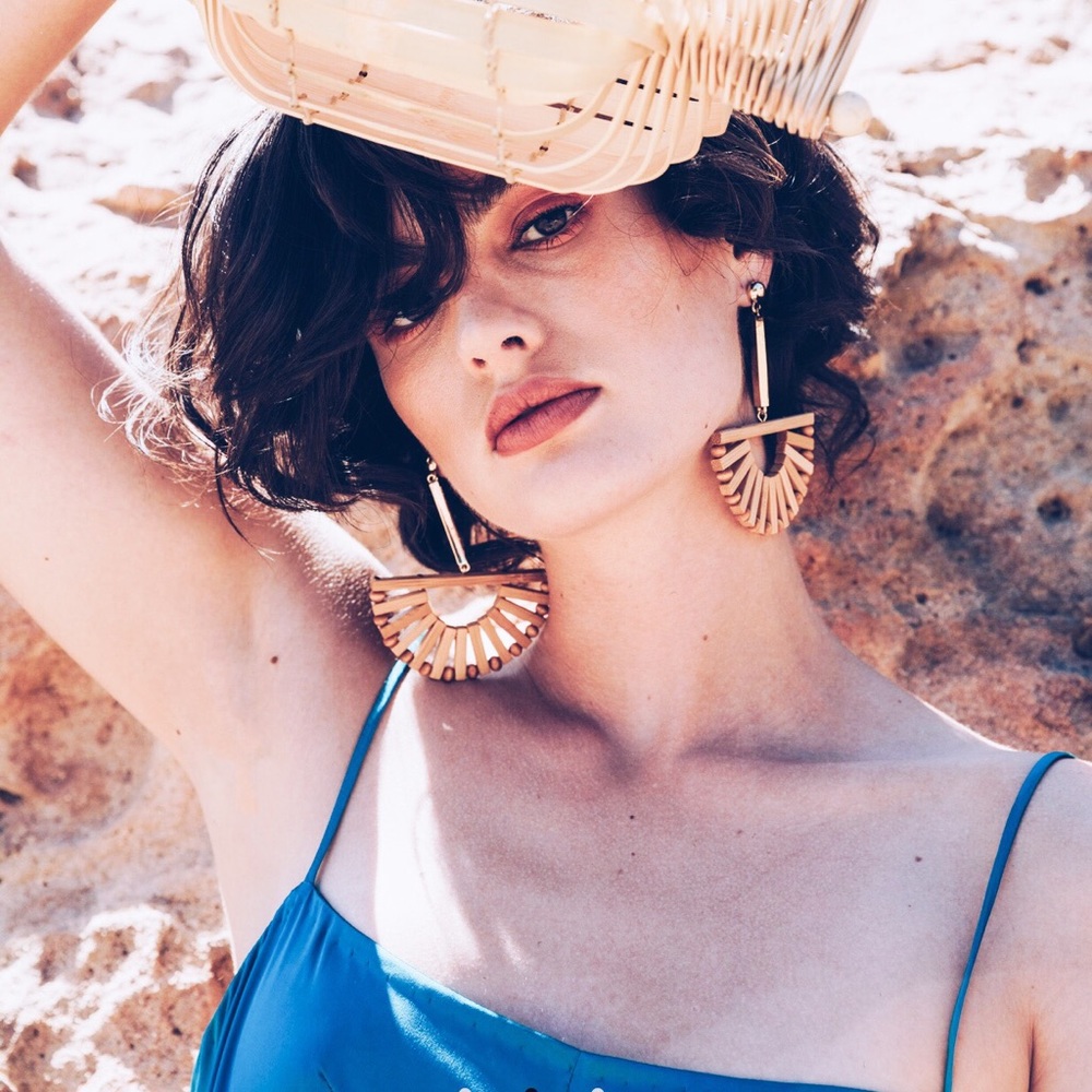 X S O L D X  Wooden Ark Shape Earrings